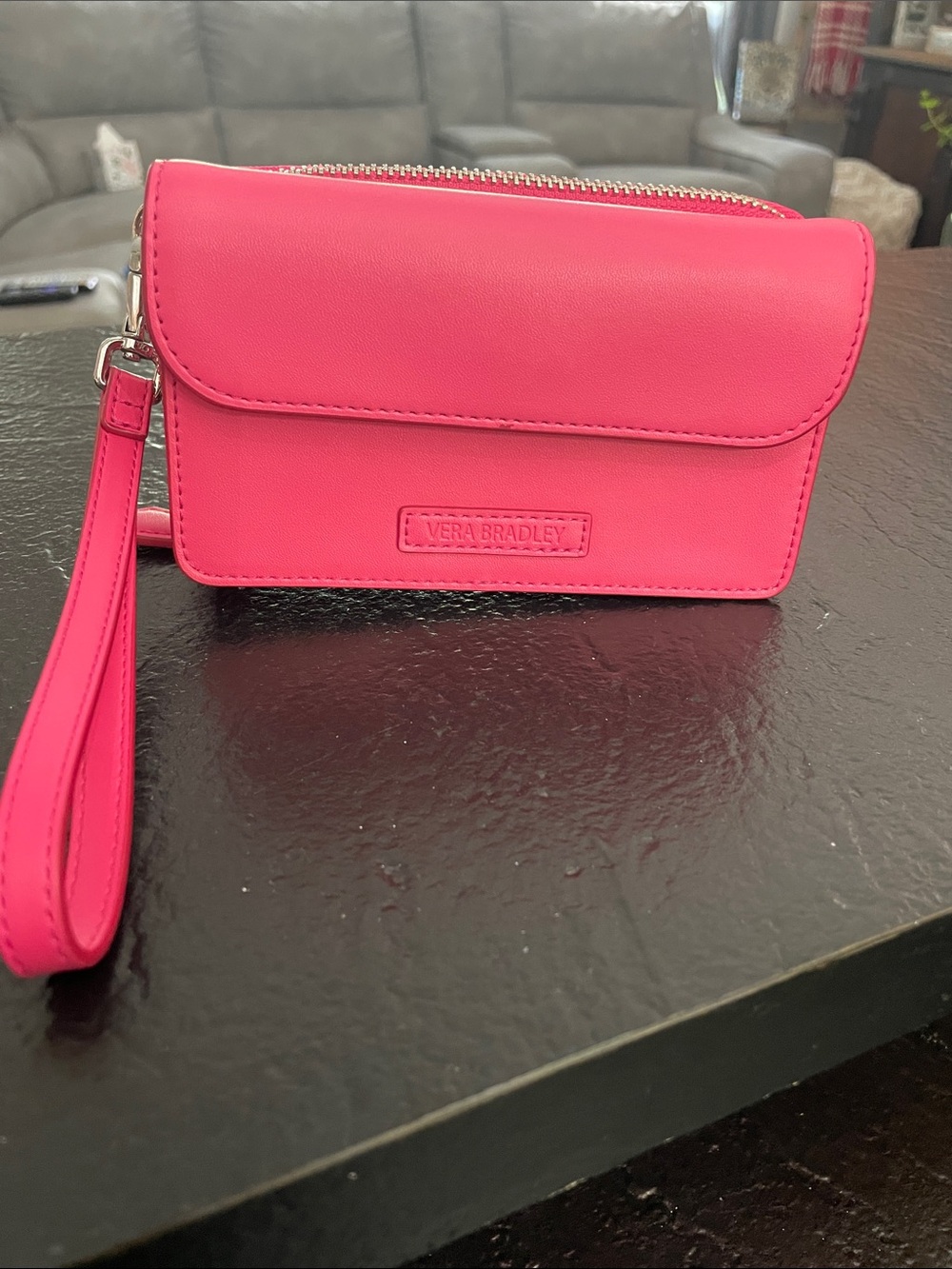 Vera Bradley Bright Pink Wristlet Phone/CC/ID Clutch